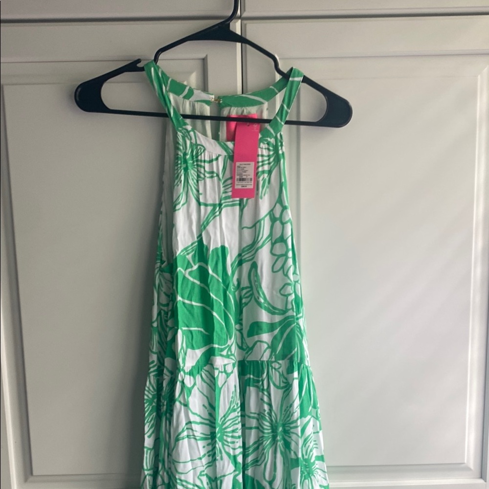 Green and White Floral Dress